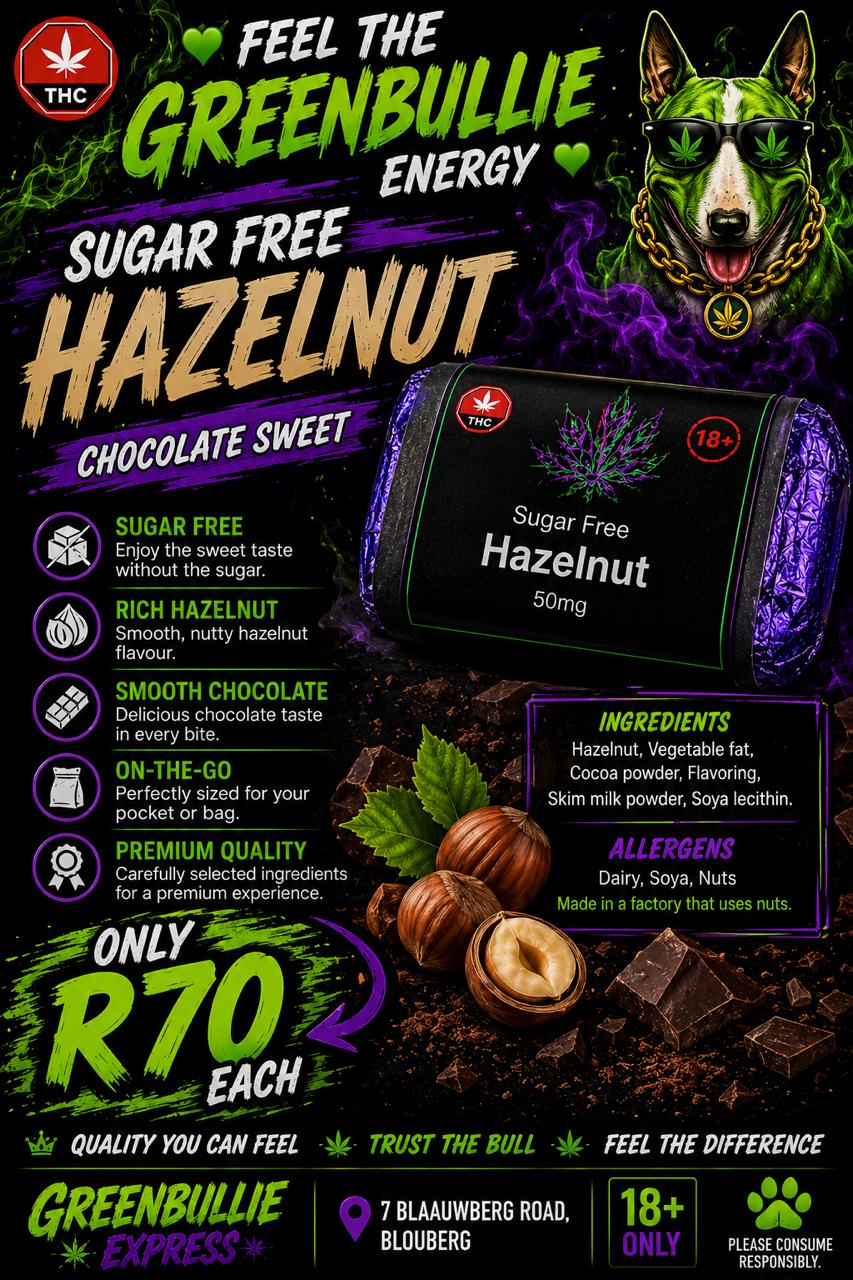 Sugar Free Hazelnut Chocolate Sweet | Smooth Chocolate, Crunchy Hazelnuts & 50mg THC