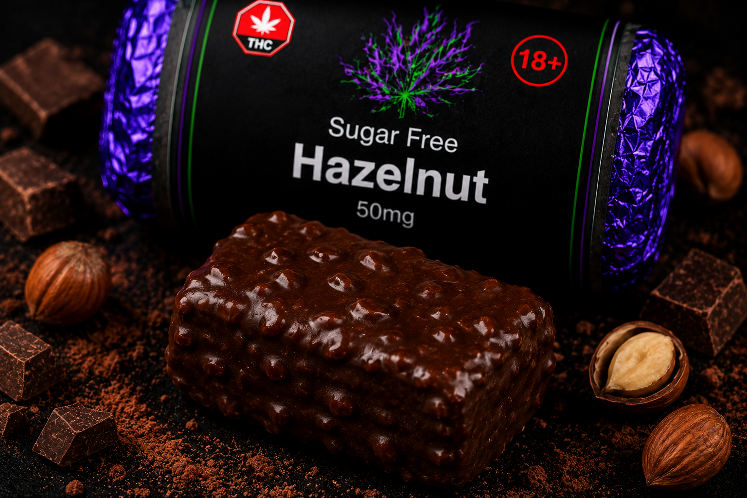 Sugar Free Hazelnut Chocolate Sweet | Smooth Chocolate, Crunchy Hazelnuts & 50mg THC