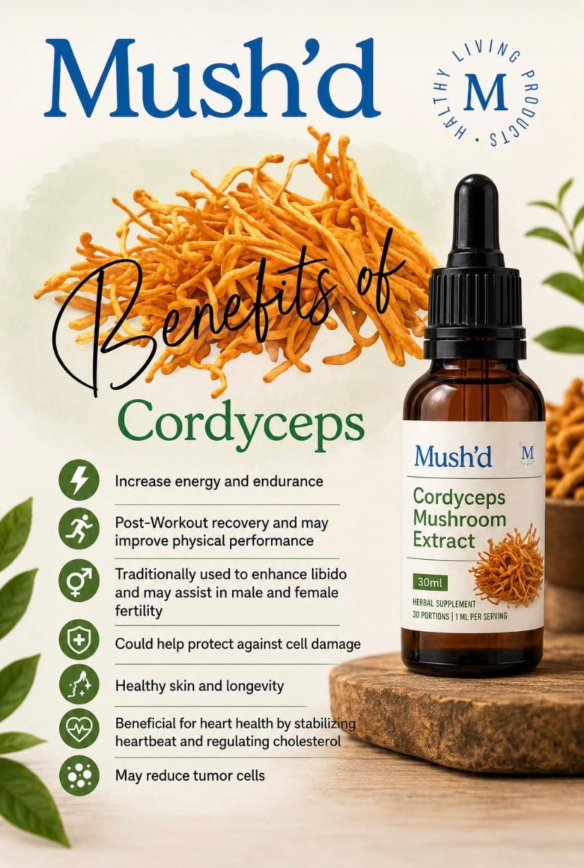 Mush’d Cordyceps Mushroom Extract 30ml Herbal Supplement
