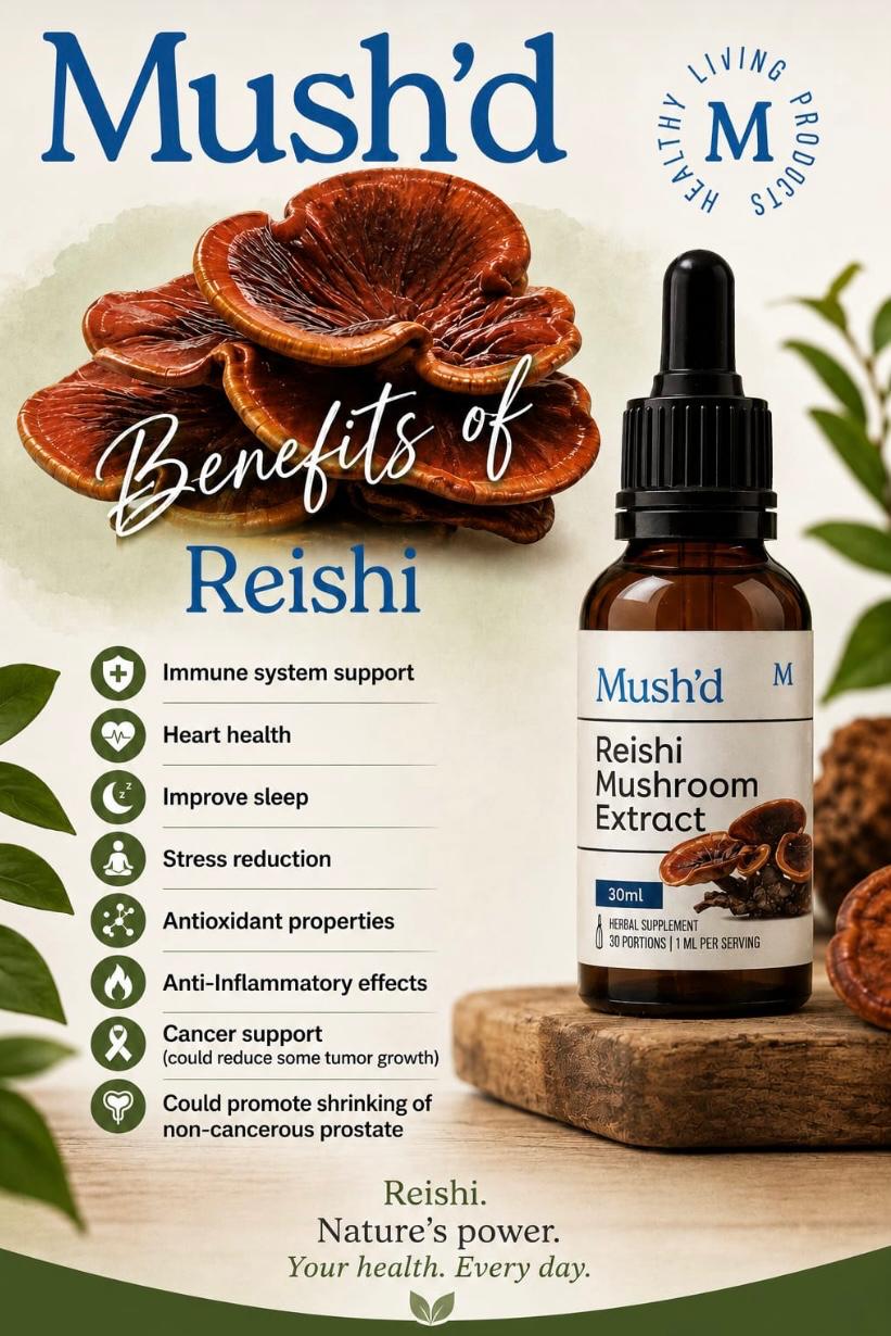 Mush’d Reishi Mushroom Extract — 30ml (30 Servings | 1ml per Serving)