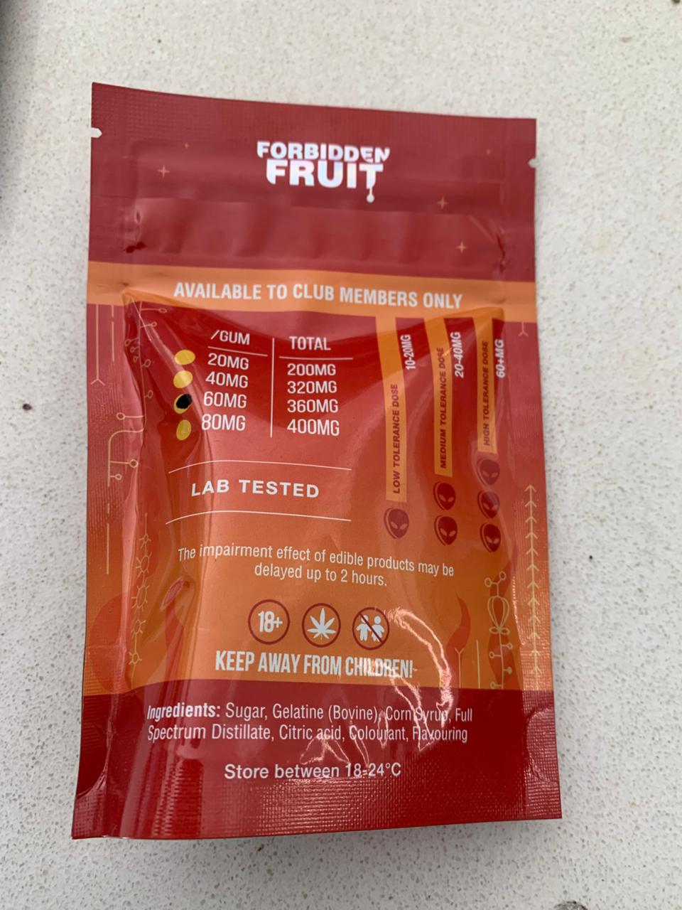Forbidden Fruit Strawberry & Peach -60mg's Gummies Pack