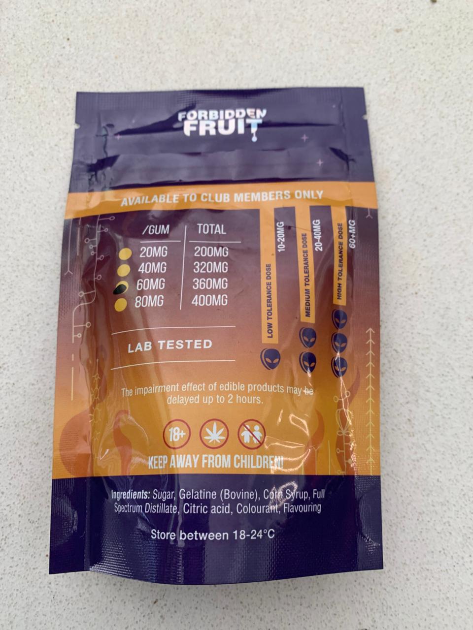 Forbidden Fruit Grape & Mango -60mg's Gummies Pack