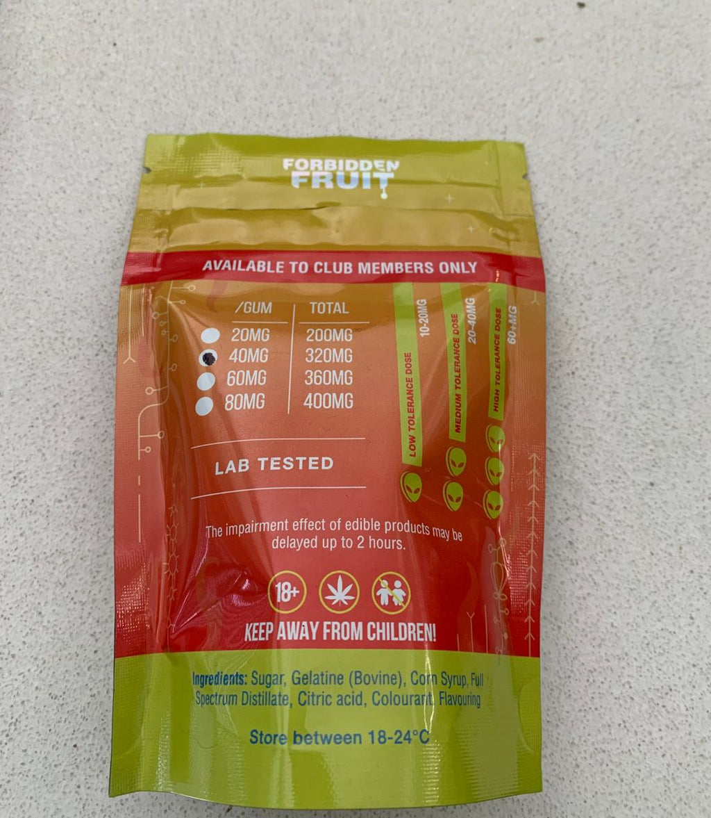 Forbidden Fruit Sour Cherry & Apple -60mg's Gummies Pack