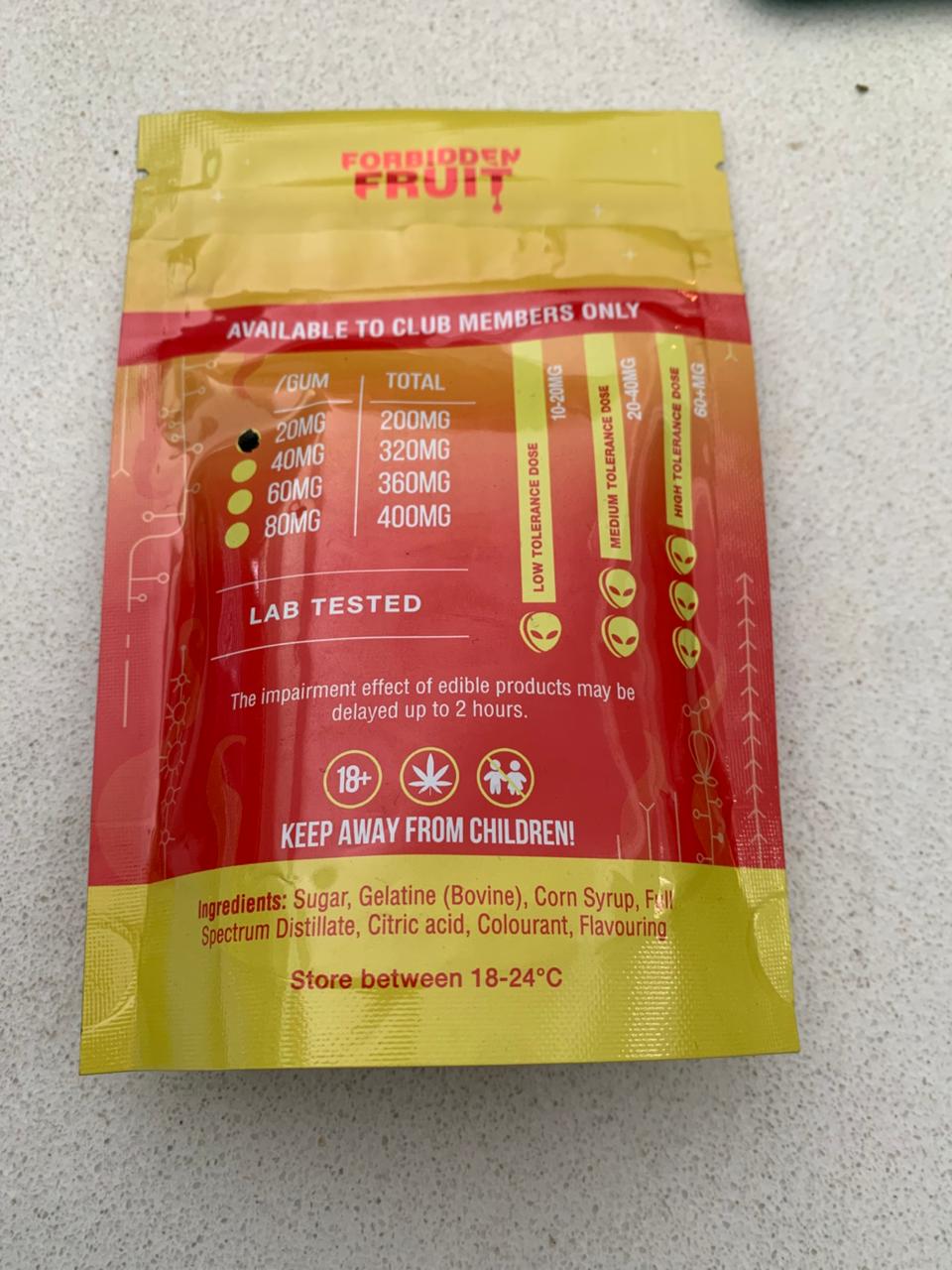 Forbidden Fruit Pineapple & Raspberry — 40mg's Gummies Pack